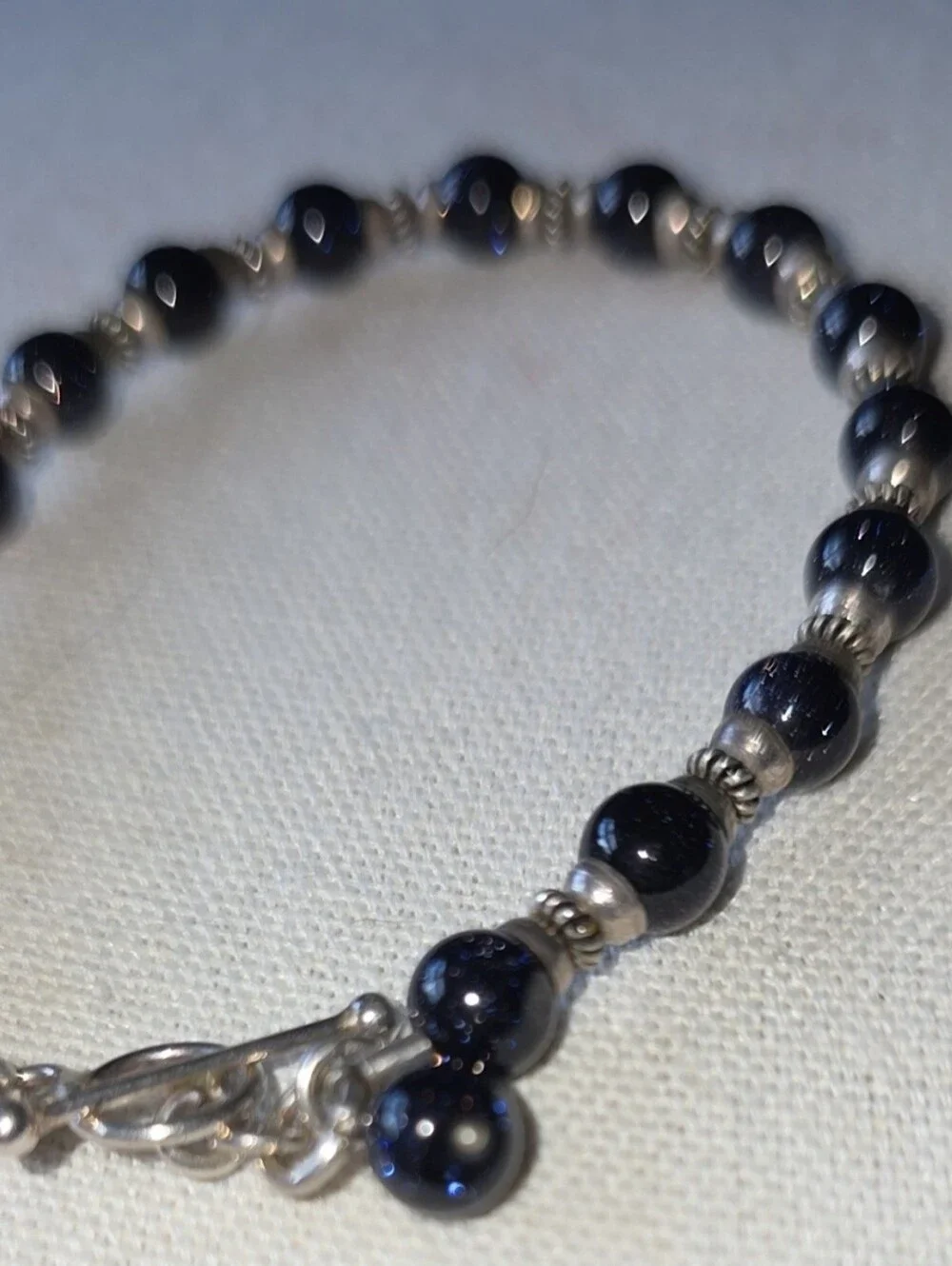 Cosmic Starry Night Blue Goldstone Artisan Bracelet. Rare Blue Goldstone